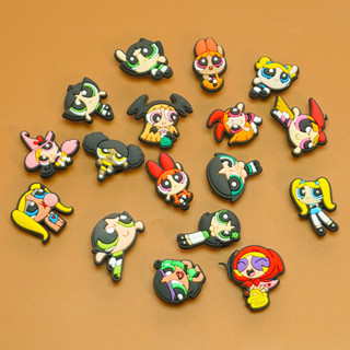 กระดุม รูปรองเท้า Croc Jibz Pins Powerpuff สีสันสดใส สําหรับเด็กผู้หญิง DIY