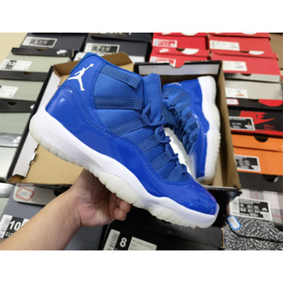 Nike Jordan 11 รองเท้าบาสเก็ตบอล ข้อสูง กันลื่น สีฟ้า สไตล์เรโทร สําหรับผู้ชาย aj11