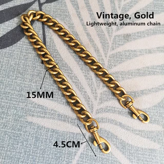 สายโซ่อลูมิเนียม กว้าง 15 มม. น้ําหนักเบา สไตล์เรโทร สีทอง สําหรับคล้องกระเป๋า