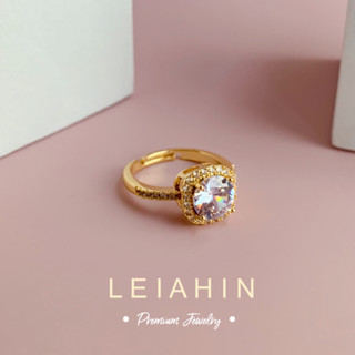 LEIAHIN แหวนชุบทอง 18k ประดับเพทาย ปรับได้ เข้ากับทุกการแต่งกาย สไตล์มินิมอล แฟชั่นสําหรับผู้หญิง