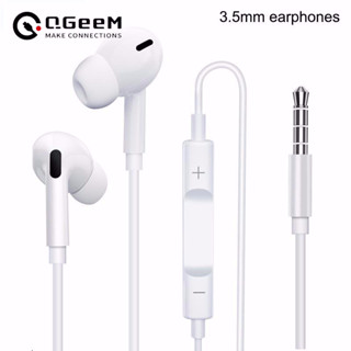 Qgeem หูฟังอินเอียร์ แบบมีสาย พร้อมไมโครโฟน สําหรับ Apple IPhone 10 11 Pro X XR XS Max 7 Plus Xiaomi Samsung Smartphone