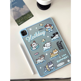 ใหม่ เคสอะคริลิค ลายการ์ตูนลูกสุนัขว่ายน้ํา สําหรับ iPad Pro 11 2020 iPad Air 4 Air 5 2022 iPad Mini 6 2021 9th 8th 10.2 นิ้ว 2021