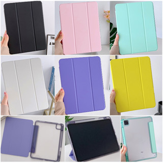 เคสแท็บเล็ต TPU แบบใส ฝาพับ พร้อมช่องใส่ปากกา สําหรับ iPad 10th Gen 10.9 9th 8th 7th Gen 10.2 6th 5th Gen 9.7 Air 10.5 Air 10.9 Air 1 2 Mini 6 8.3