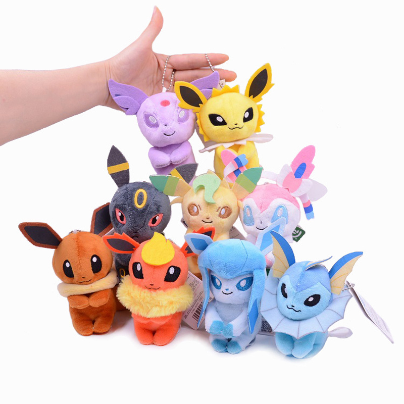 9PCS 10 ซม.อะนิเมะ Eevee Sylveon Vaporeon Flareon Umbreon Espeon Jolteon Leafeon Glaceon ของเล่นตุ๊กตาตุ๊กตานุ่มตุ๊กตาเด็กวันเกิดคริสต์มาสของขวัญ