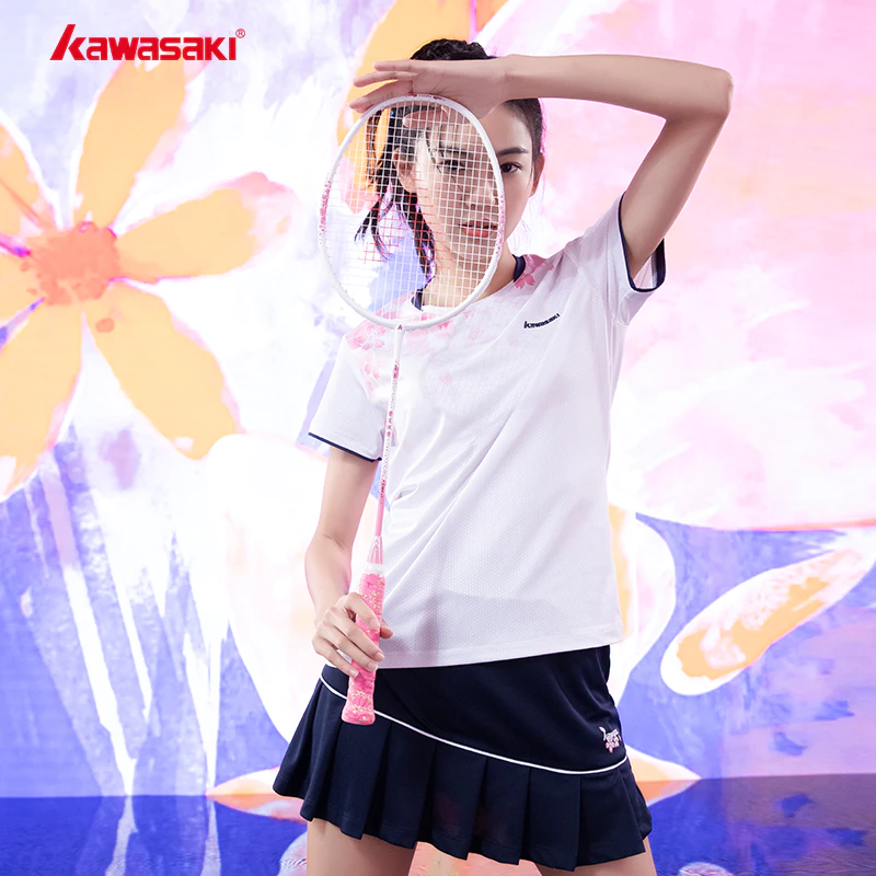 KAWASAKI คาวาซากิผู้หญิงแบดมินตันเทนนิส Pickleball Blossom ชุดกีฬาสบายๆกีฬากระโปรงสั้นชุด K1C02-A2948&K1C09-A2762