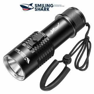 Smiling Shark ไฟฉายดำน้ำ Super Bright IPX8 Pro ไฟใต้น้ำ Led P70 5000LM ไฟฉาย USB แบบชาร์จไฟได้สำหรับอุปกรณ์ดำน้ำว่ายน้ำกลางแจ้ง 26650 แบตเตอรี่