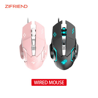 Zifriend เมาส์เกมมิ่งมีสาย USB 2400DPI มีไฟแบ็คไลท์ LED ปรับได้