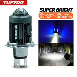 Tuffoo หลอดไฟหน้า LED H4 HS1 Hi/Lo Beam พร้อมเลนส์พัดลมระบายความร้อน สีเหลือง สีขาว สําหรับรถจักรยานยนต์ สกูตเตอร์