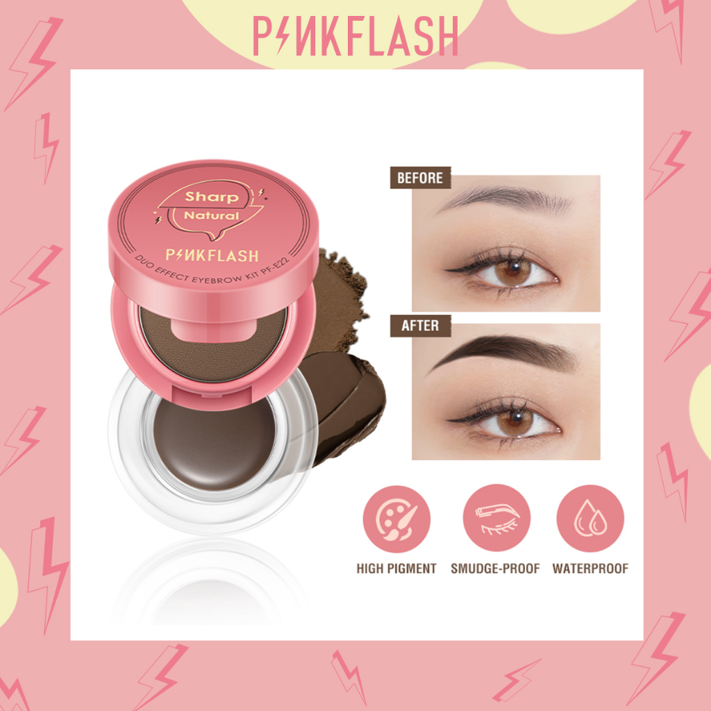 Pinkflash 2-in-1 ครีมเขียนคิ้ว เจลอายโบว์ กันน้ํา โพเมด อายไลเนอร์ กันน้ํา กันเปื้อน เม็ดสีสูง ติดทนนาน อเนกประสงค์