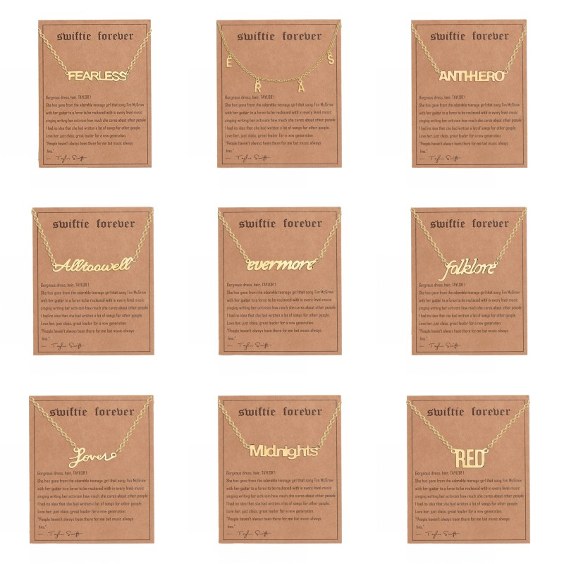 สร้อยคอสเตนเลส ชุบทอง 18K 1989 พร้อมจี้กระดาษ รูป Fearless Eras Anti-Hero All To Well สําหรับผู้หญิง