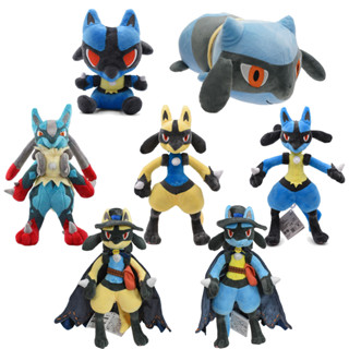 หมอนตุ๊กตานุ่ม รูปการ์ตูนอนิเมะ Takara Tomy Pokemon Lucario ขนาด 16-48 ซม. เหมาะกับของขวัญวันเกิด สําหรับเด็ก