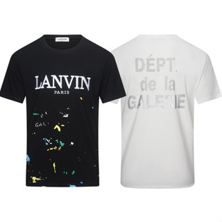 Lanvin เสื้อยืดแขนสั้น ผ้าฝ้าย พิมพ์ลาย แฟชั่นสําหรับผู้ชายและผู้หญิง