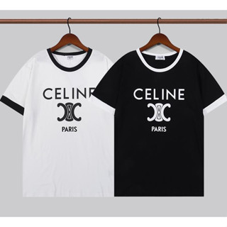 Cel1ne เสื้อยืดแขนสั้น ผ้าฝ้าย พิมพ์ลาย แฟชั่นสําหรับผู้ชาย และผู้หญิง