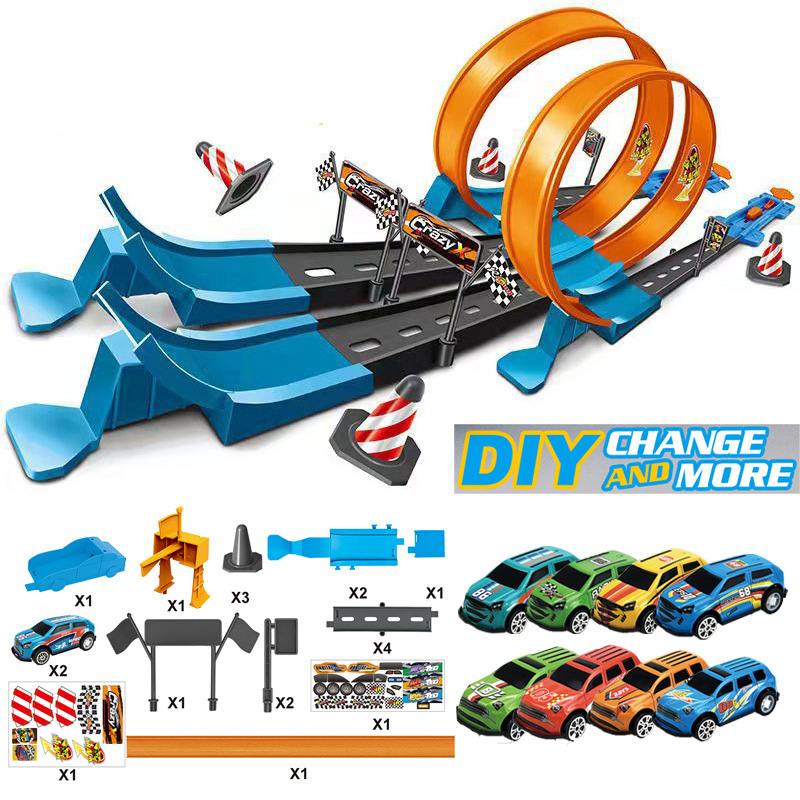 360 ํ Turn Track รางรถแข่ง Hot wheels รางรถแข่ง รถตีลังกา พร้อมรถเหล็ก 2 คัน กล่องใหญ่มาก รุ่นใหม่ล่าสุด