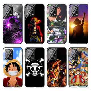 เคสโทรศัพท์มือถือกระจกนิรภัย แบบแข็ง กันกระแทก ลายการ์ตูนอนิเมะ One Piece Luffy Zoro สําหรับ Redmi note 12 pro 5g Redmi note 12 pro plus