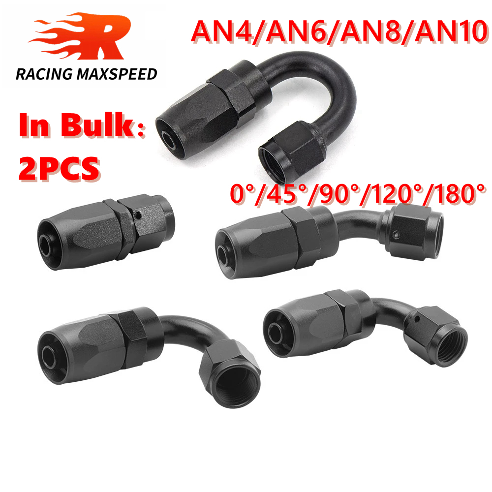 [คลังสินค้าพร้อม] 2PCS สีดํา AN4 AN6 AN8 AN10 Oil Fitting Adaptor 0 45 90 120 180 องศาน้ํามัน/Feel/S