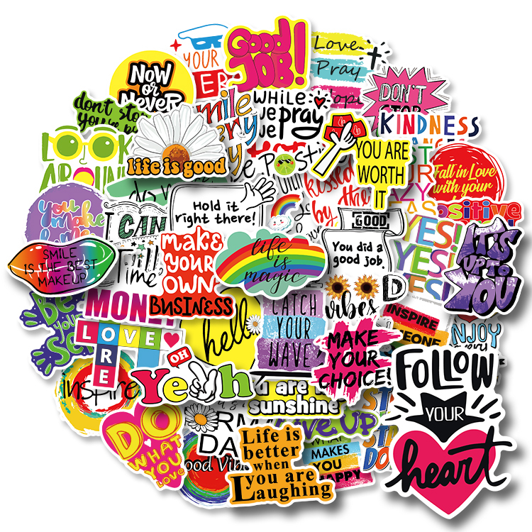 สติกเกอร์ รูปวลีภาษาอังกฤษ กันน้ํา สําหรับตกแต่งกระเป๋าเดินทาง โทรศัพท์ แล็ปท็อป โน้ตบุ๊ก ของขวัญเด็ก 50 ชิ้น