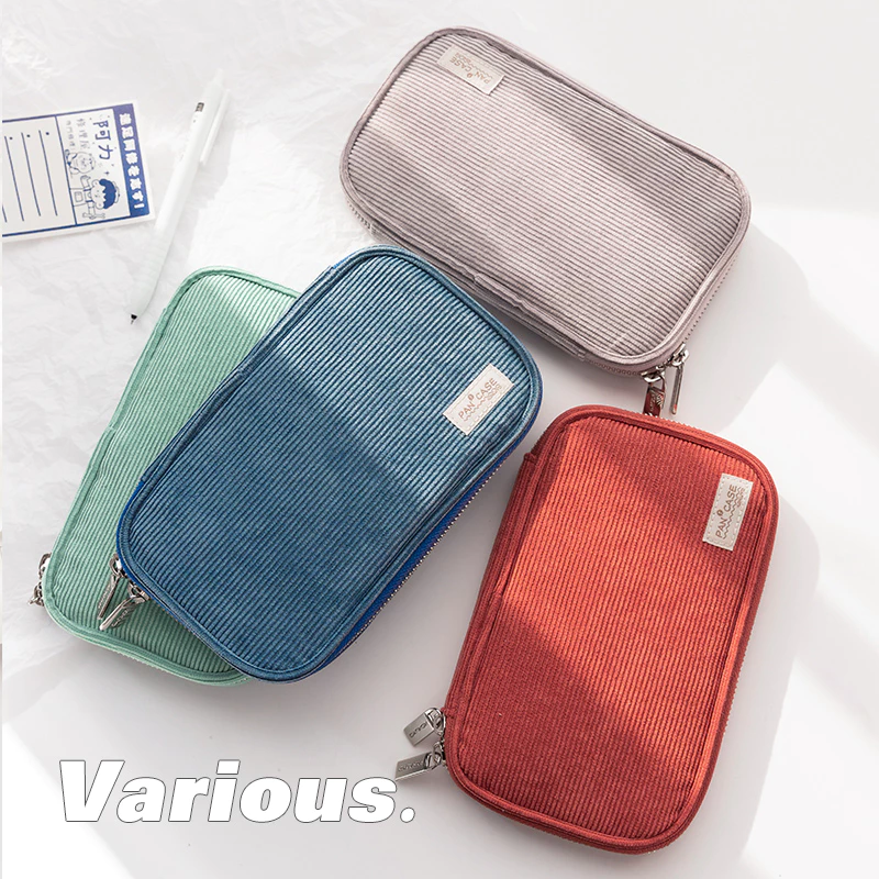 Penlab Kokuyo Corduroy Pan Case Flat Open Multi Pocket Pen กระเป๋าดินสอกระเป๋าเก็บกระเป๋าถือ C7025