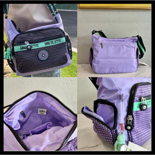 Kipling ใหม่ กระเป๋าสะพายไหล่ ผ้าตาข่าย สีม่วง สําหรับผู้หญิง GABBIE K12632