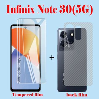 (2IN1) ฟิล์มกระจกนิรภัยกันรอยหน้าจอ แบบใส คาร์บอนไฟเบอร์ 3D สําหรับ Infinix Note30 (5G)Hot 30play Tecno Camon 20 pro (5G) Infinix Hot30i Note30 Note30 pro