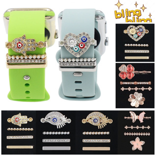 Bling Diamond Creative Ring For Silicone Watch Strap Ornament Metal Wristbelt Charms Decorative Ring Smart Watch Silicone Strap Jewelry แหวนเพชร วิบวับ สร้างสรรค์ สําหรับสายนาฬิกาซิลิโคน เครื่องประดับ สายรัดข้อมือโลหะ แหวนตกแต่งสมาร์ทวอทช์ สายซ