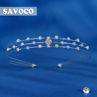 Savoco ที่คาดผม ประดับเพทาย สไตล์เกาหลี เครื่องประดับแฟชั่น สําหรับผู้หญิง SH038