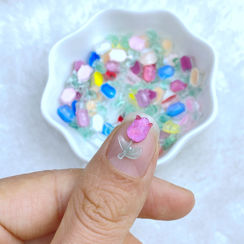 ชุดดอกกุหลาบเรซิ่น 3D ขนาดเล็ก สําหรับตกแต่งเล็บ 50 ชิ้น - รูปที่ 2