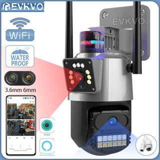 Evkvo iCsee App 4K 8MP กล้องวงจรปิดไร้สาย WIFI PTZ IP มองเห็นกลางคืน 50 เมตร ตรวจจับอัตโนมัติ สองทาง กันน้ํา สําหรับบ้าน