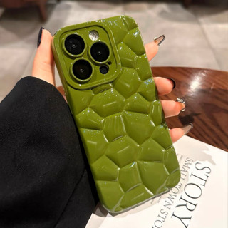 【The shape of pebbles/Lens film/Soft case/Green】เคส compatible for iPhone 11 12 13 14 pro max case