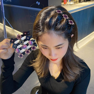 กิ๊บติดผมถัก อเนกประสงค์ ลายดอกไม้ (มีให้เลือก 4 แบบ) ประดับพลอยเทียม ระดับไฮเอนด์ กิ๊บหน้าม้า ปากเป็ด กิ๊บติดผมด้านข้าง เครื่องประดับผมนางฟ้า