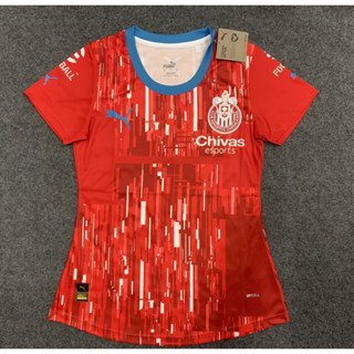 เสื้อกีฬาแขนสั้น ลายทีมชาติฟุตบอล Chivas 23 24 Season ชุดเหย้า คุณภาพสูง สําหรับผู้หญิง