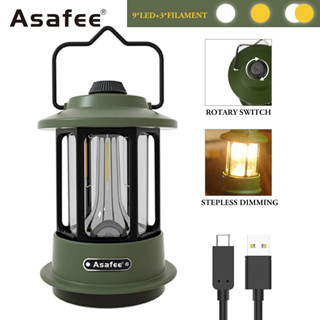 Asafee โคมไฟ LED 18650 แบตเตอรี่ในตัว Type-C รองรับอินพุต และเอาท์พุต สําหรับตั้งแคมป์กลางแจ้ง น้ําหนักเบา