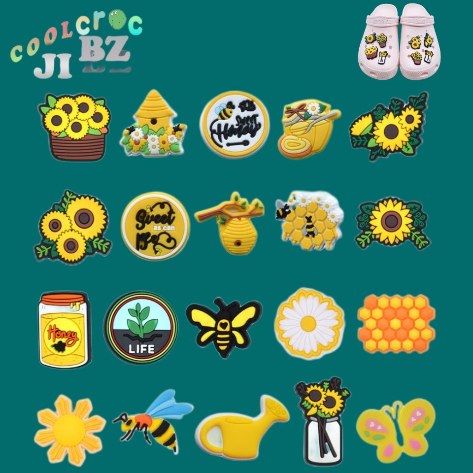 CROCS Jibbitz หัวเข็มขัดยางนิ่ม ลายการ์ตูนดอกไม้ ถอดออกได้ ของขวัญวันเกิด สําหรับเด็ก