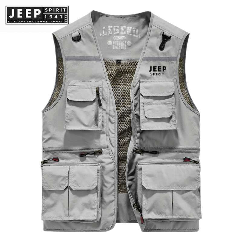 JEEP SPIRIT 1941 ESTD เสื้อกั๊กยุทธวิธี แบบบาง มีหลายกระเป๋า เหมาะกับฤดูร้อน สําหรับถ่ายภาพกลางแจ้ง