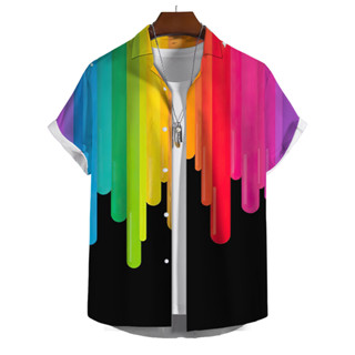 เสื้อเชิ้ตแขนสั้นลําลอง พิมพ์ลาย Gay Love Lesbian Pride สีรุ้ง แฟชั่นสําหรับผู้ชาย และผู้หญิง 2023