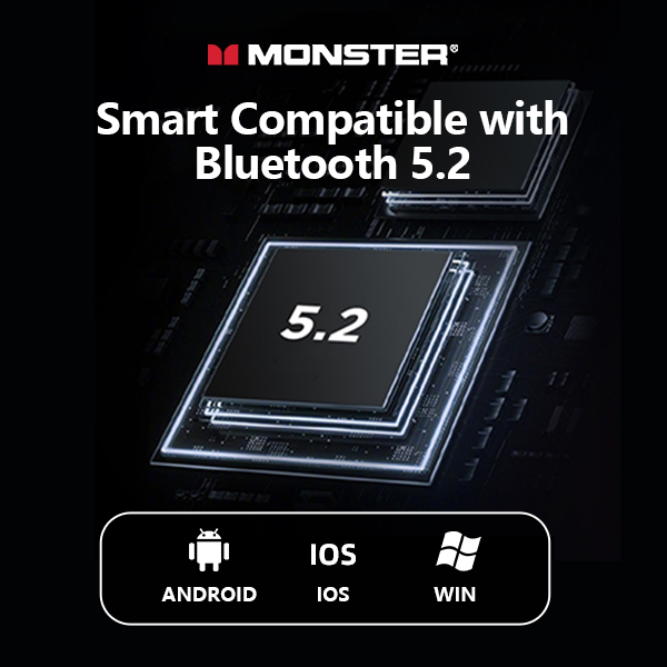 Monster XKT01 หูฟังบลูทูธ 5.2 ชิปลดเสียงรบกวน เชื่อมต่อเร็ว สําหรับเล่นเกม