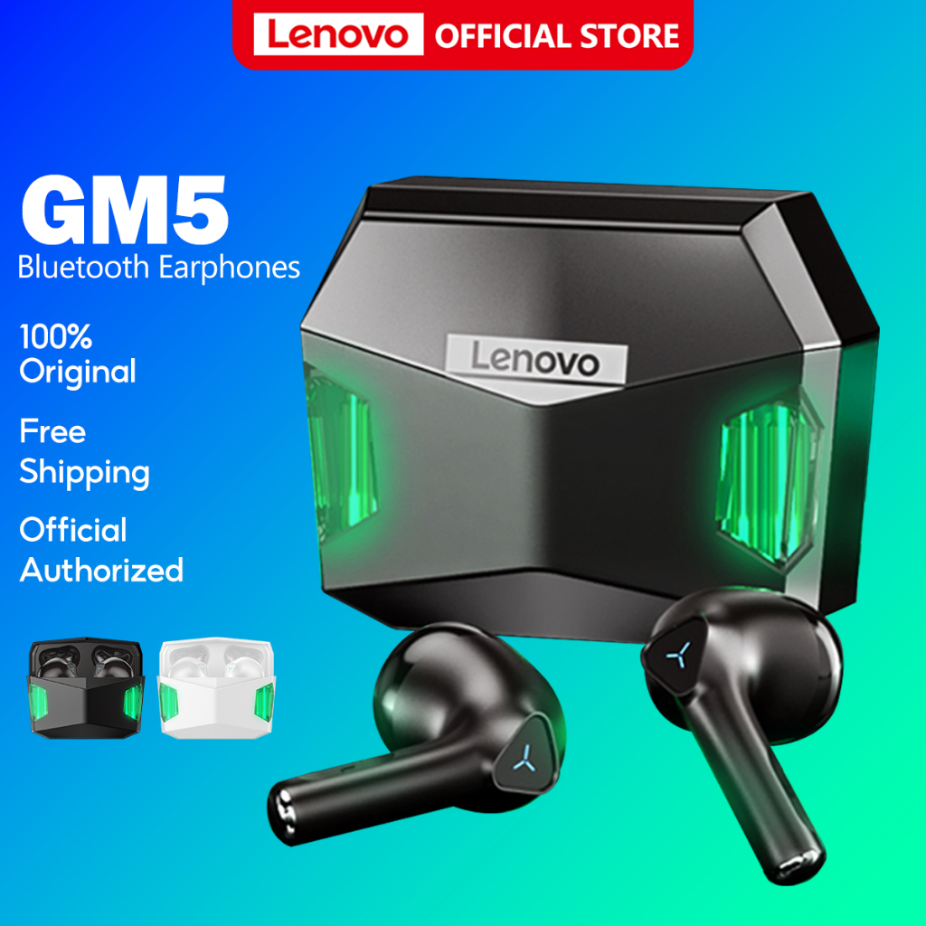 Lenovo GM5 หูฟังเกมมิ่ง Low Latency TWS หูฟังไร้สาย Bluetooth 5.0 หูฟัง Earphone Gaming With Mic true Wireless Headset Handfree Earphones Earbuds Audio