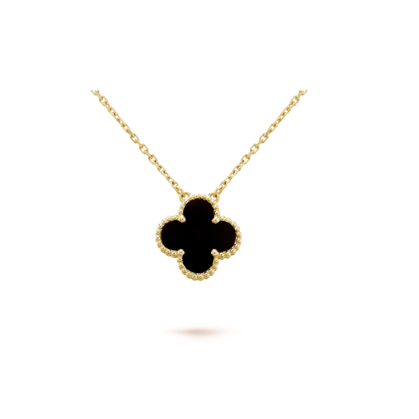 S925 Silver Clover Chalcedony Van Cleef & Arpels สร้อยคอสีดํา