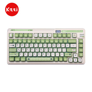 Kzzi Kezhi K75 Pro+ ปะเก็นคีย์บอร์ดเล่นเกมไร้สาย RGB 75% สีเขียวมะนาว สีเงิน