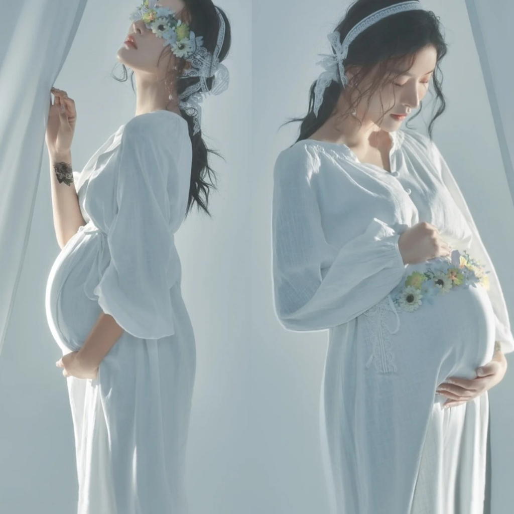 [ภาพถ่ายคนท้อง] ชุดคลุมท้อง ชุดคลุมท้อง ชุดคลุมท้อง ชุดถ่ายภาพคนท้อง สไตล์ใหม่ ชุดถ่ายภาพสตูดิโอ สตูดิโอถ่ายภาพ ชุดถ่ายภาพคนท้อง สไตล์ใหม่ แฟชั่นการถ่ายภาพ ชุดคลุมท้อง สีขาว สวย ตั้งครรภ์ คุณแม่ ถ่ายภาพสตูดิโอ เซ็กซี่ แม่ร้อน รูปภาพศิลปะ - รูปที่ 6