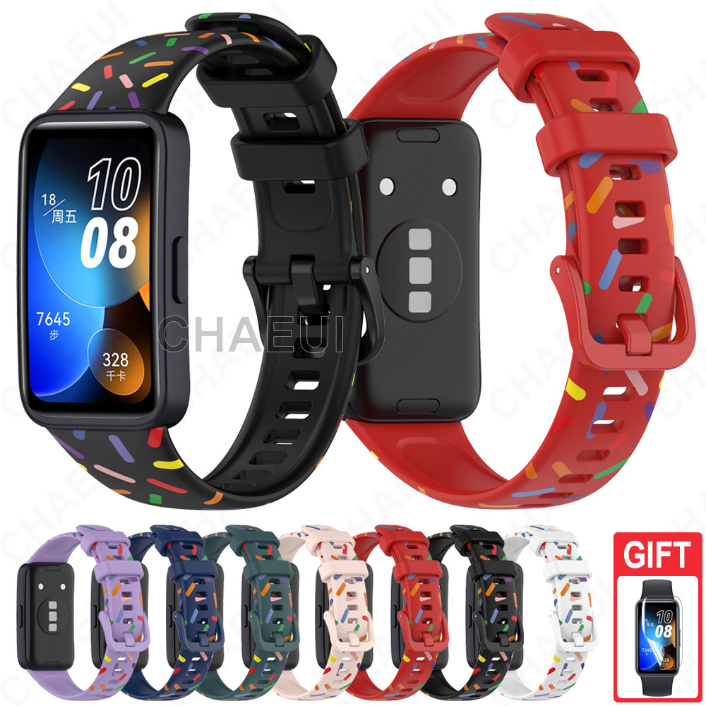 อุปกรณ์เสริมสายรัดซิลิโคนพิมพ์สร้อยข้อมือทดแทนสําหรับ Huawei Band 8 9 10