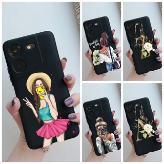 เคสโทรศัพท์มือถือ ซิลิโคนนิ่ม ผิวด้าน ลายตัวอักษร สีดํา สําหรับ Tecno Pova 5 Tecno Pova5