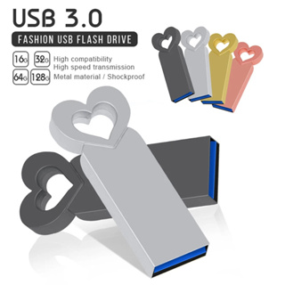 แฟลชไดรฟ์ usb รูปหัวใจ สีชมพู 16GB 32GB 64GB 128GB 2TB ปุ่มกดโลหะ ของขวัญแต่งงาน