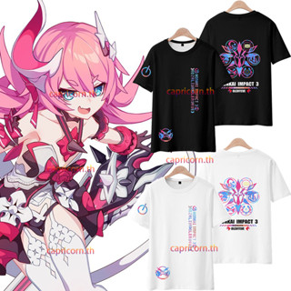 ใหม่ เสื้อยืดแขนสั้น มีฮู้ด พิมพ์ลายอนิเมะ Honkai Impact 3 Rozaliya·Olenyeva 3D ทรงหลวม สไตล์ญี่ปุ่น ลําลอง สําหรับผู้ชาย และผู้หญิง