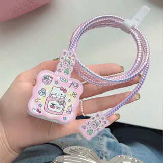 เคสป้องกันสายชาร์จ ลาย Hello Kitty สีชมพู สําหรับ Apple 18W 20W