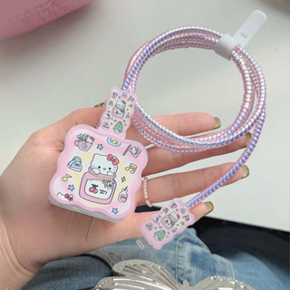 เคสป้องกันสายชาร์จ ลาย Hello Kitty สีชมพู สําหรับ Apple 18W 20W