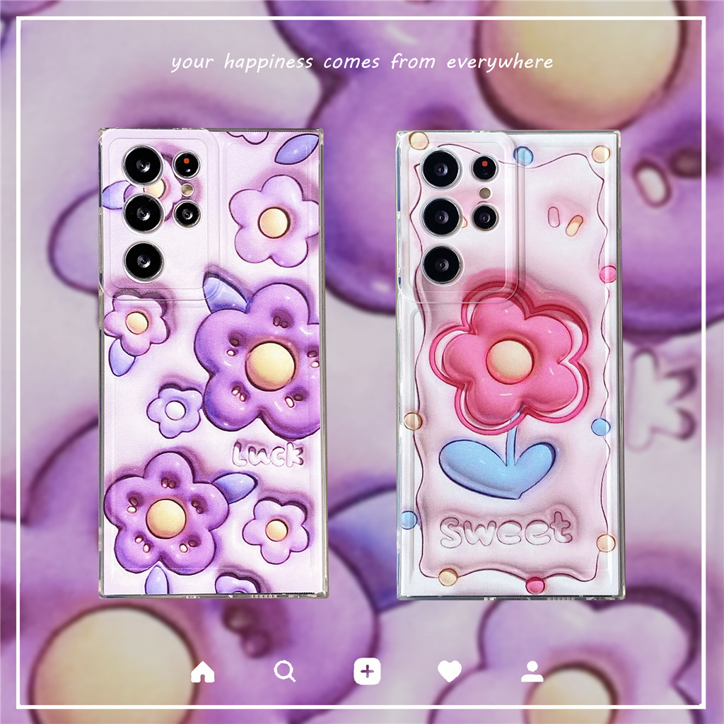 แฟชั่น สวยงาม 3D ดอกไม้ ซองโทรศัพท์ Samsung Galaxy S24 Ultra S24 Plus S23FE S23 Ultra S23 Plus S22 Ultra S22 Plus S21Ultra S21+ S21FE Note10Plus Note20Ultra A14 A54 A34 A73 A53 A23 5G Case เคสโทรศัพท์ใหม่ TPU ซิลิโคนอ่อนนุ่มป้องกันการตก เคสมือถือซัมซุง