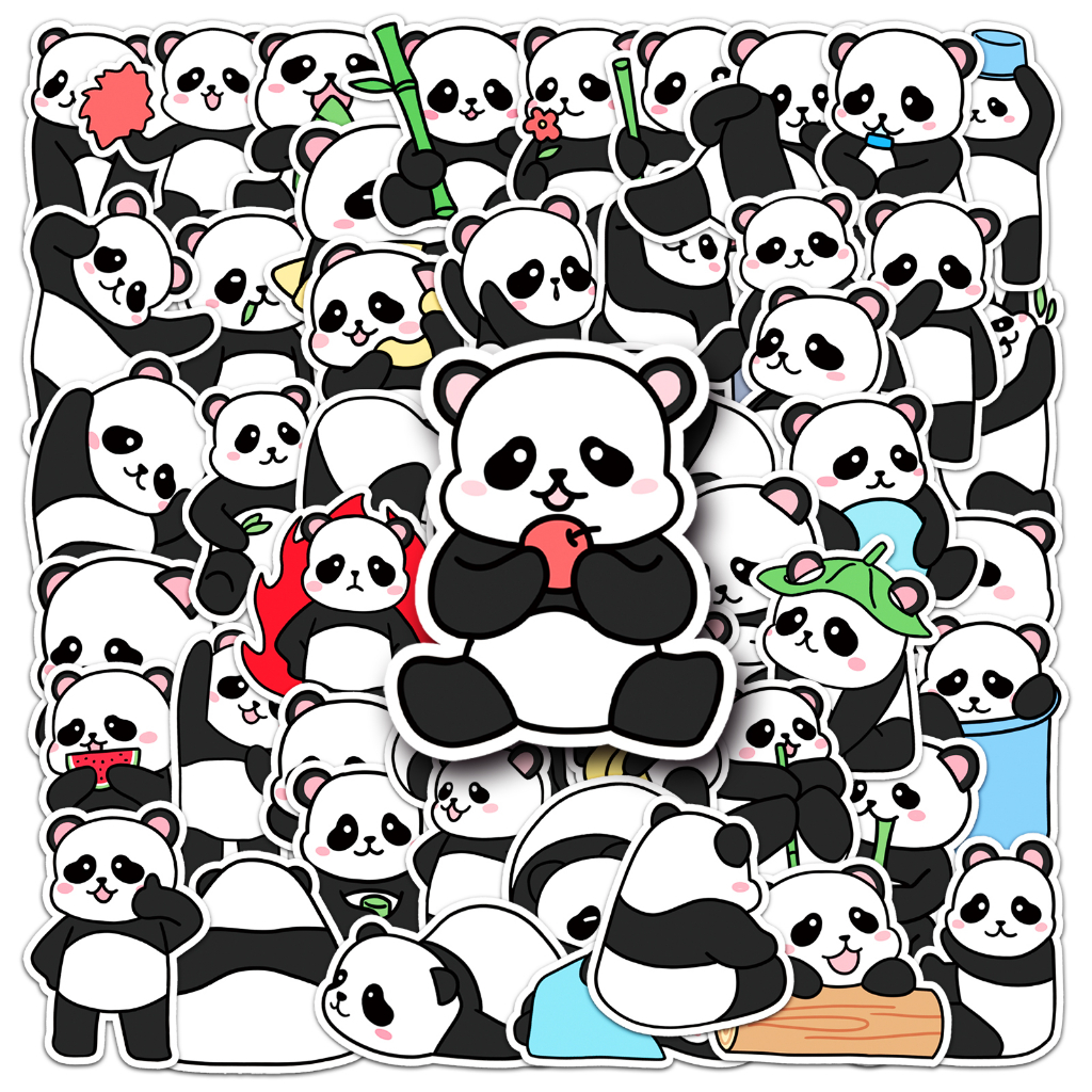 50 ชิ้นตลก Panda สติกเกอร์กันน้ํา DIY สําหรับโทรศัพท์แล็ปท็อปรถสติกเกอร์ Creative Home Decal