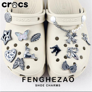 Cross Jibitz /Metal Series / Metal Shoe Charms ที่วางรองเท้า Crocs ของแท้ สําหรับผู้หญิงรองเท้าดอกไม้หัวเข็มขัด DIY อุปกรณ์เสริมชุดจับคู่สร้างสรรค์