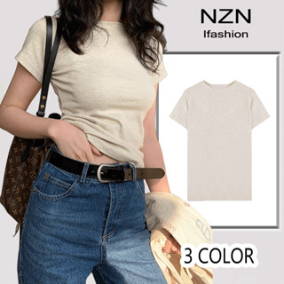 NZN เสื้อยืด ผ้าฝ้ายแท้ ทรงสลิมฟิต สีขาว/พร้อมส่ง เสื้อแดง เสื้อครอป สายฝอ ผ้านุ่มนิ่มมาก